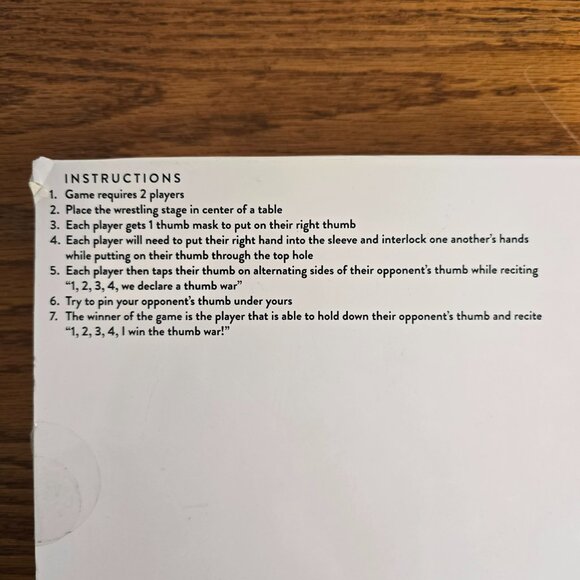 Table Top Thumb Wrestling Game, New NIB, Glove, Stage, 2 Thumb Masks SEALED Game - Picture 6 of 6